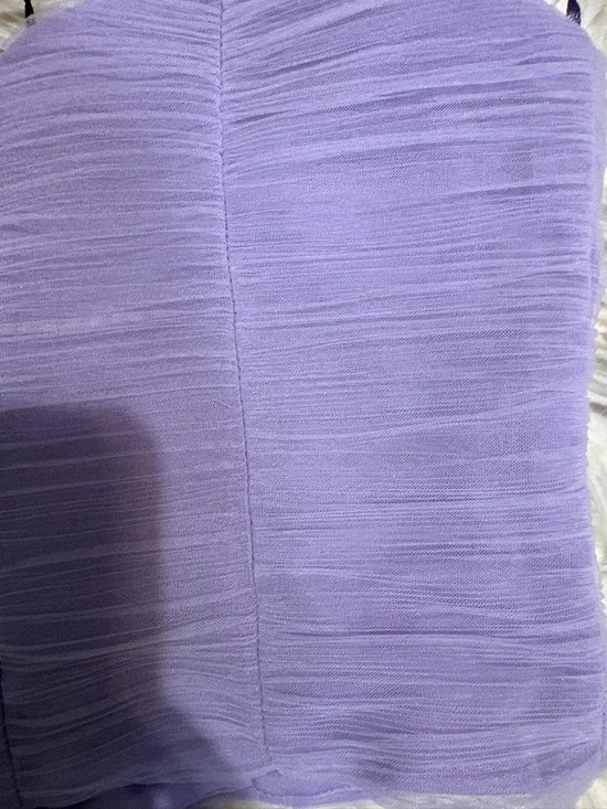 Zara Lilac Tulle Ruffle Strap Ruched Crop Top - Picture 5 of 10